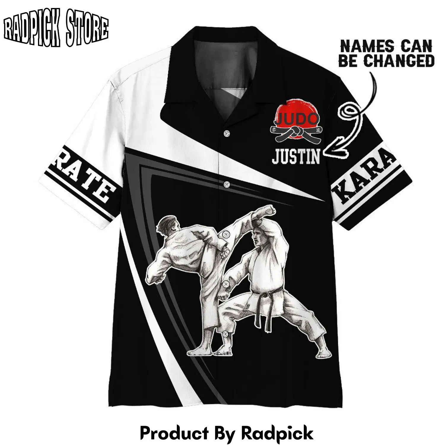 Radpick 3d karate custom name hawaii shirt rp2921309